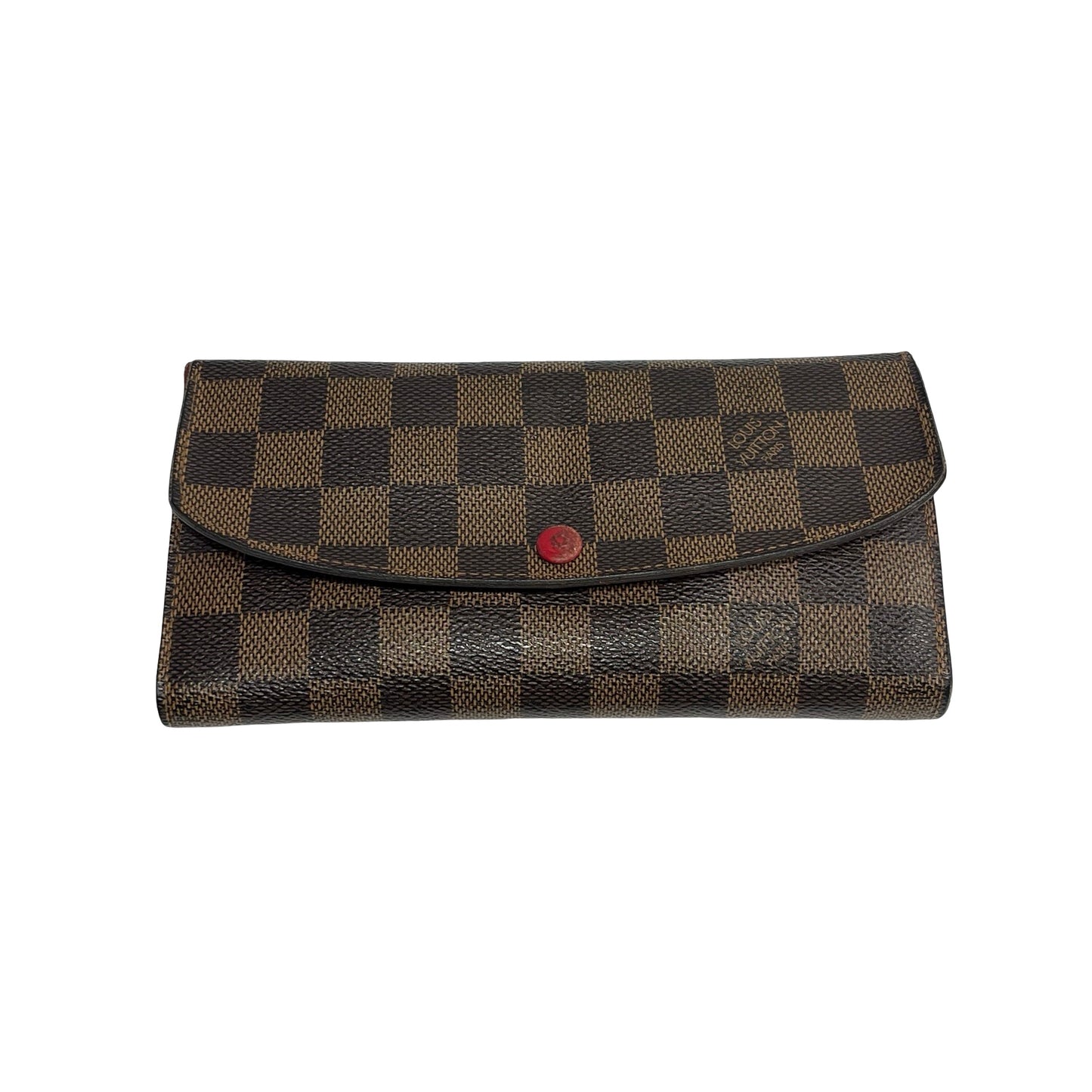 Used LOUIS VUITTON Damier Ebene Portefeuille Emilie Long wallet Brown Red