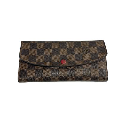 Used LOUIS VUITTON Damier Ebene Portefeuille Emilie Long wallet Brown Red