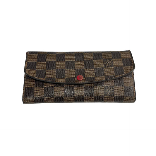 Used LOUIS VUITTON Damier Ebene Portefeuille Emilie Long wallet Brown Red
