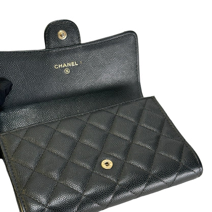 Used CHANEL Quilted Caviar Classic Flap Wallet Wallet Black