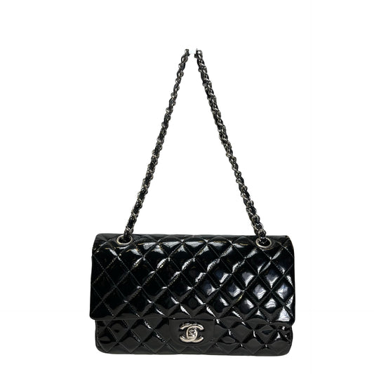Used CHANEL Pantent CF 25 Cross body bag Black PHW