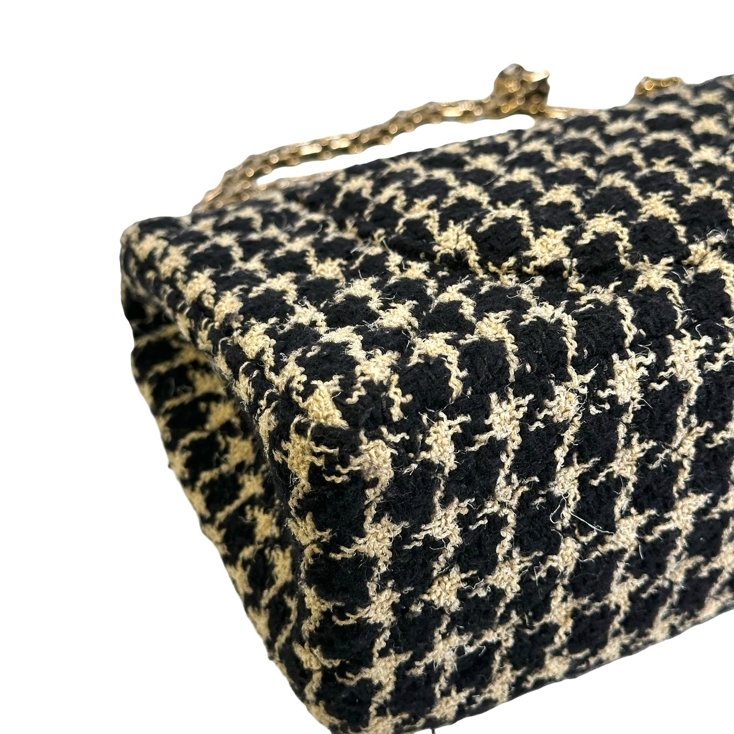 Used CHANEL Tweed 2.55 Small Shoulder Bag Black Beige