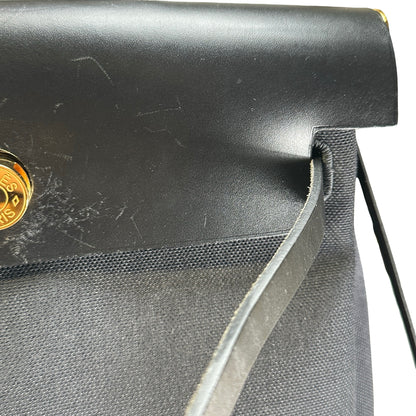 Used HERMES Canvas Leather Herbag A Dos Zip Retourne Backpack Black