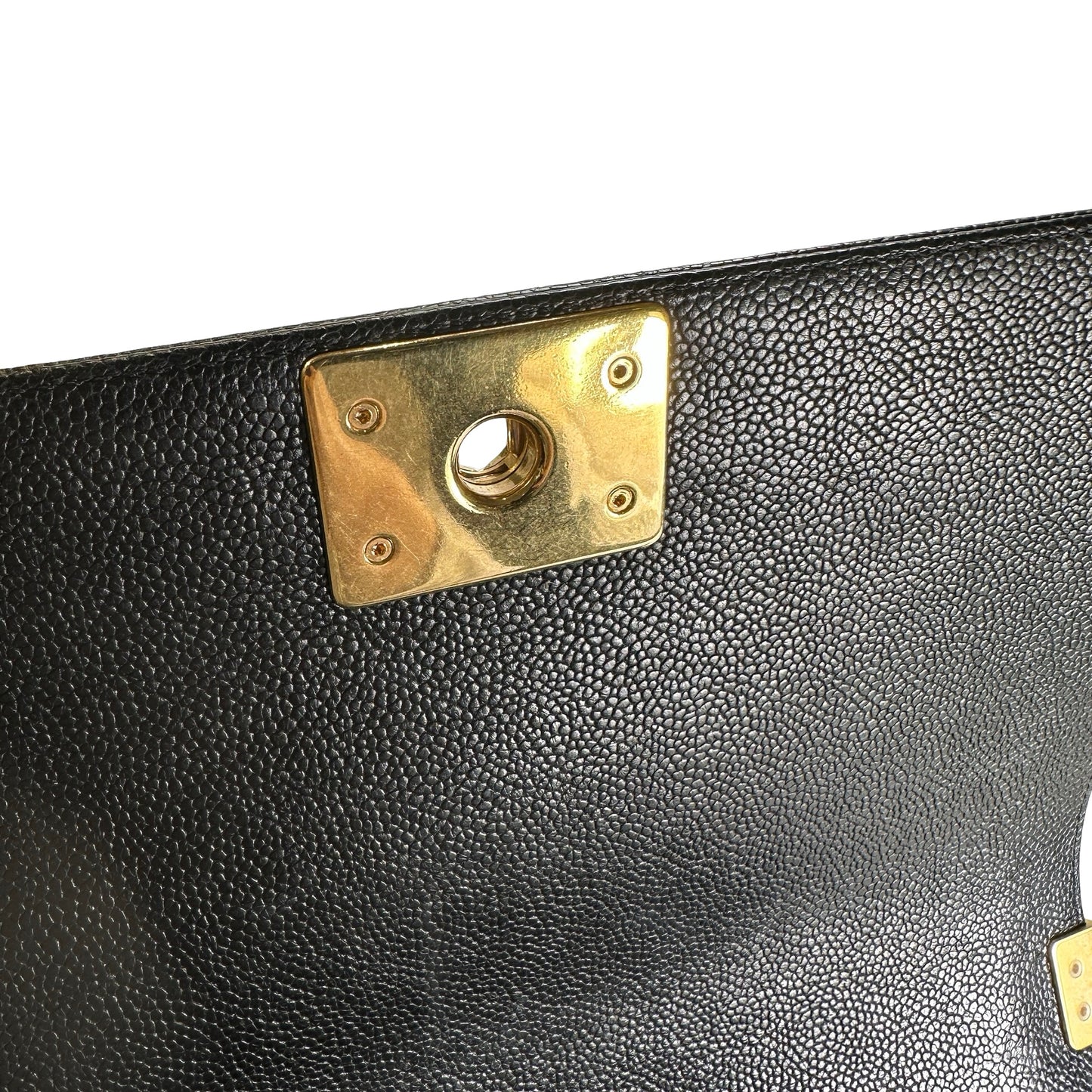 Used CHANEL Caviar Quilted Boy Chain Shoulder Bag Black