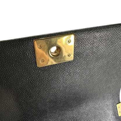 Used CHANEL Caviar Quilted Boy Chain Shoulder Bag Black