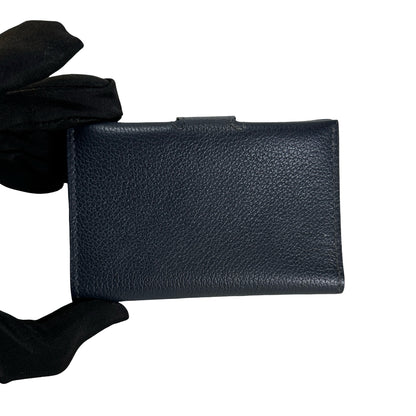 Used HERMES Togo Dogon Card case Navy PHW