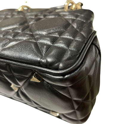 Used Dior Lambskin Leather Lady Dior Tote Bag Black GHW