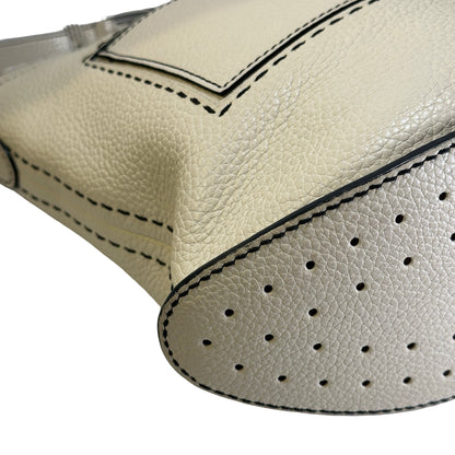 Used DELVAUX Leather Pebbled leather Pin Daily Cross body bag White PHW