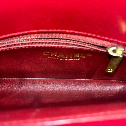 Used Chanel Classic Flap Shoulder Bag Orange GHW Red