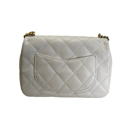 Used CHANEL Caviar Skin 23P Heart Crush Small Flap Bag Chain Shoulder Bag White GHW