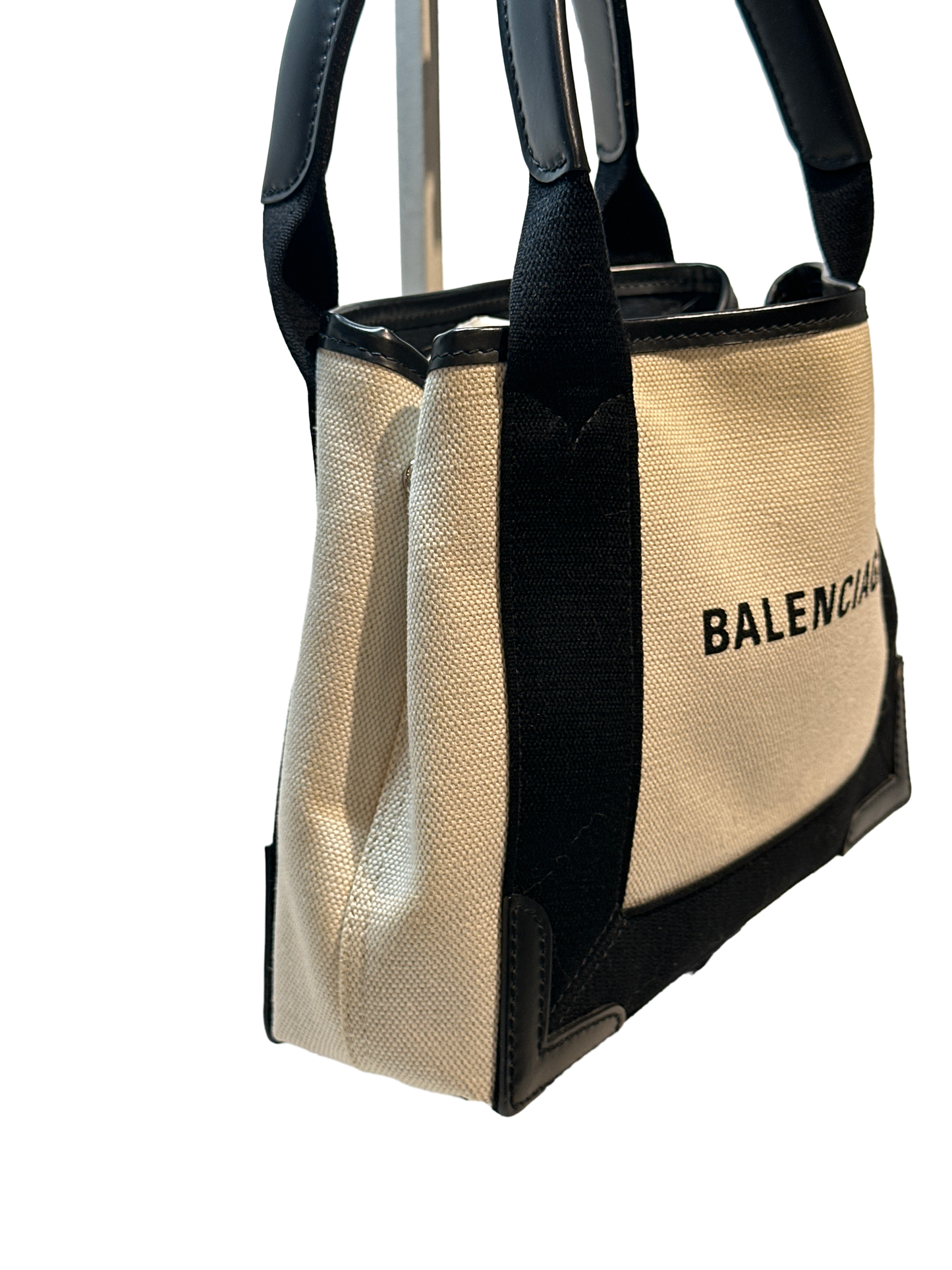 Used Balenciaga Canvas CABAS BAG Tote Bag Black White