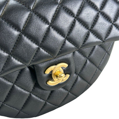 Used CHANEL Quilted Lambskin Quilted Crossbody Crossbody Bag Black Gold