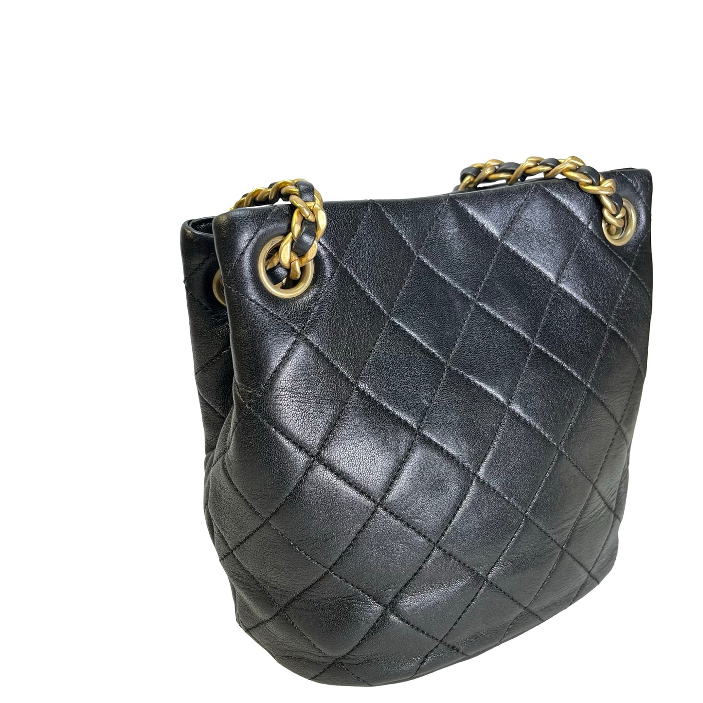 Used CHANEL Lambskin 23C Bucket Bag Black GHW