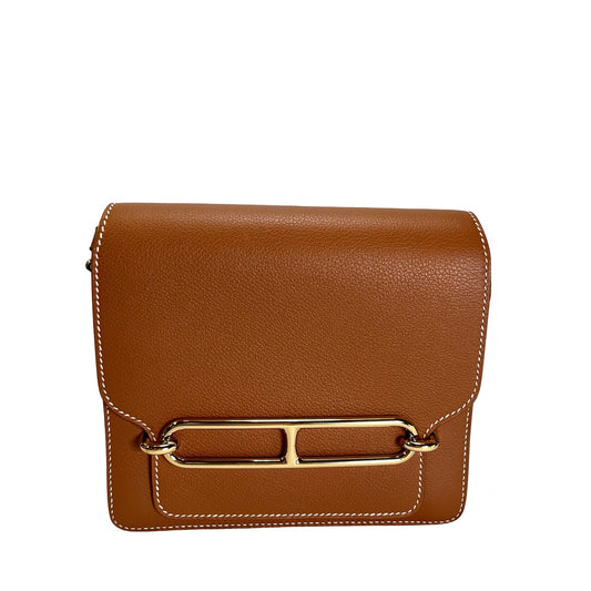 Used HERMES Evercolor Roulis Cross Body Bag Gold GHW