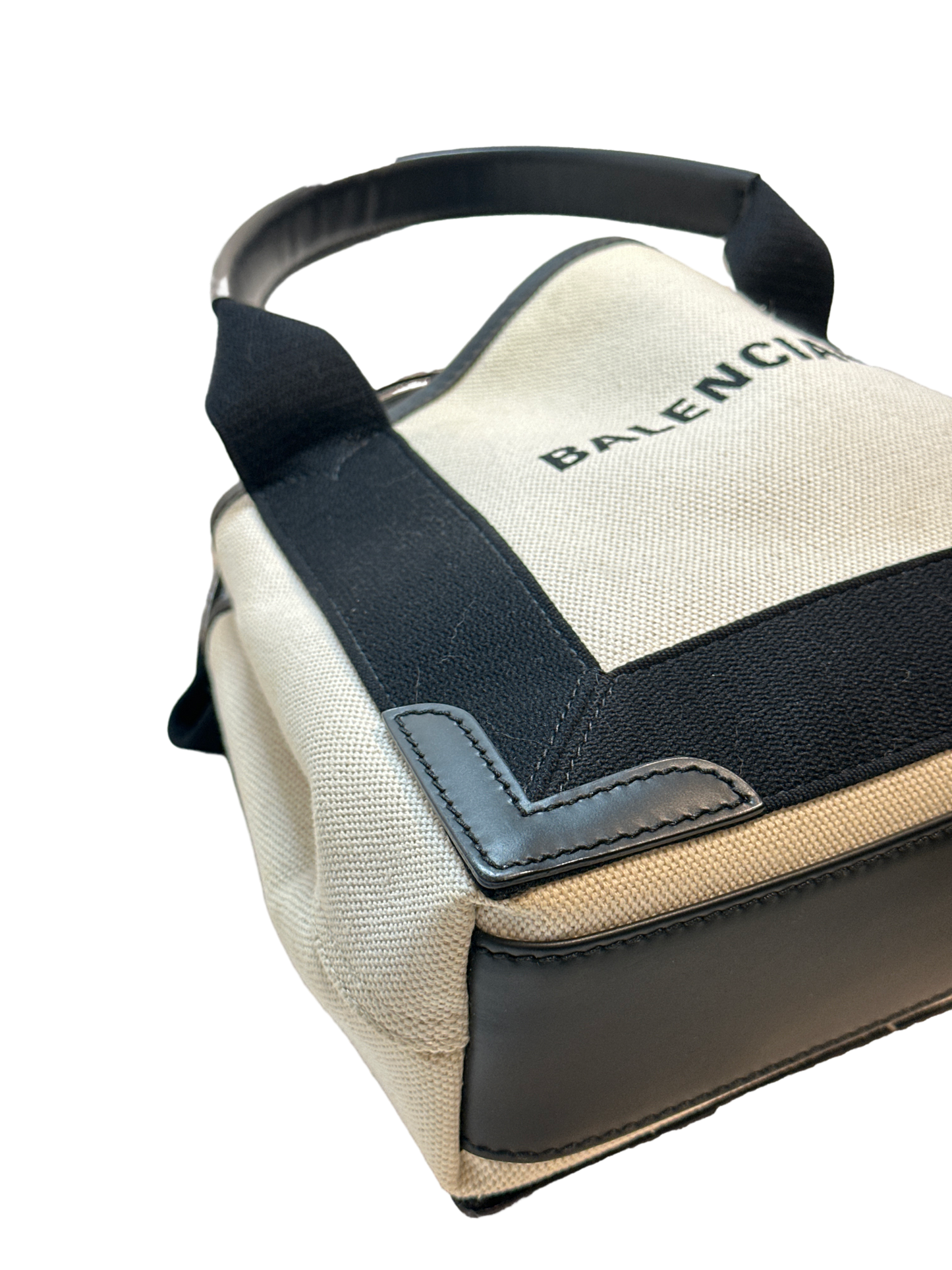Used Balenciaga Canvas CABAS BAG Tote Bag Black White