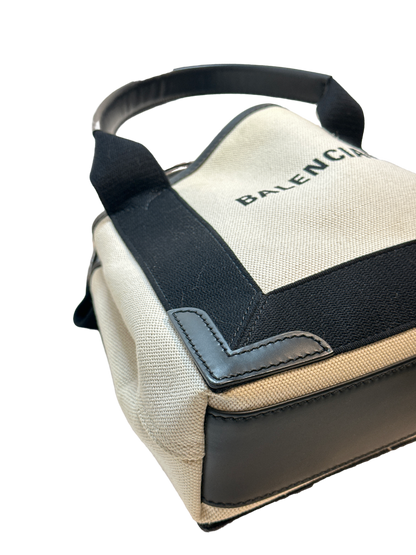 Used Balenciaga Canvas CABAS BAG Tote Bag Black White