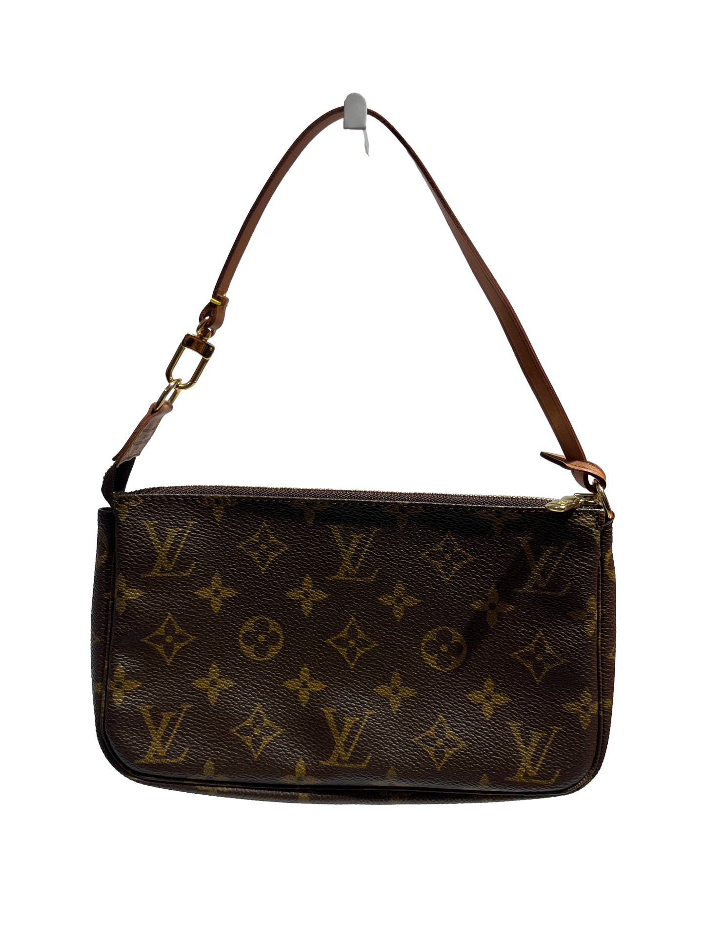 Used Louis Vuitton Canvas Pochette Shoulder Bag GHW Brown