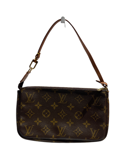 Used Louis Vuitton Canvas Pochette Shoulder Bag GHW Brown