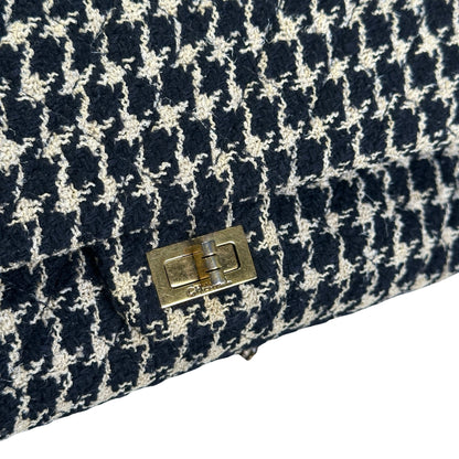 Used CHANEL Tweed 2.55 Small Shoulder Bag Black Beige