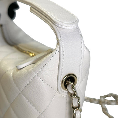 CHANEL Quilted Caviar Chanel Hobo Hobo Bag White