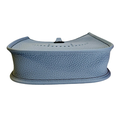 HERMES Taurillon Clemence Mini Evelyne Cross Body Bag Light Blue