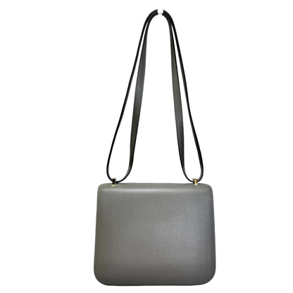 HERMES Epsom Mini Constance Shoulder Bag Grey GHW