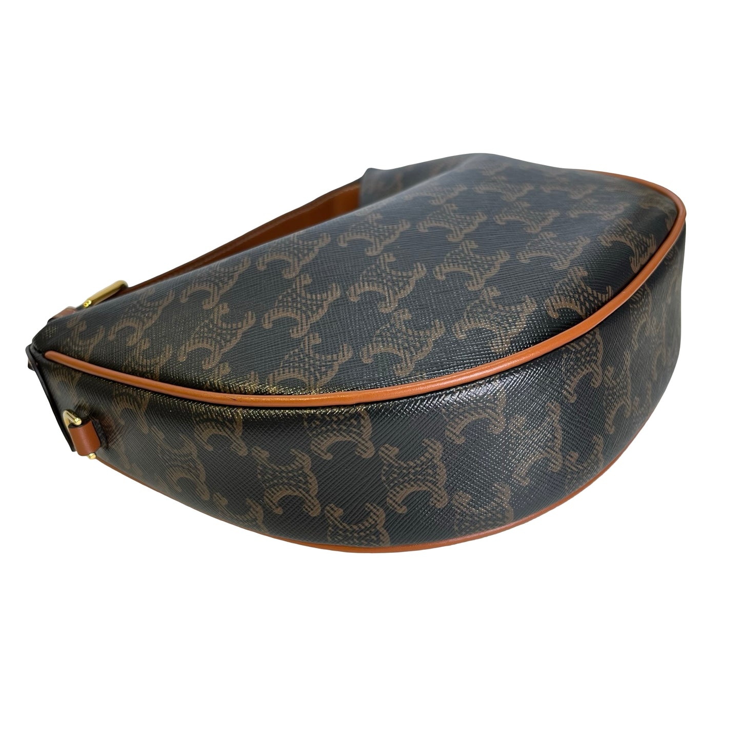 Used CELINE Calfskin Leather Ava Shoulder Bag Brown Tan