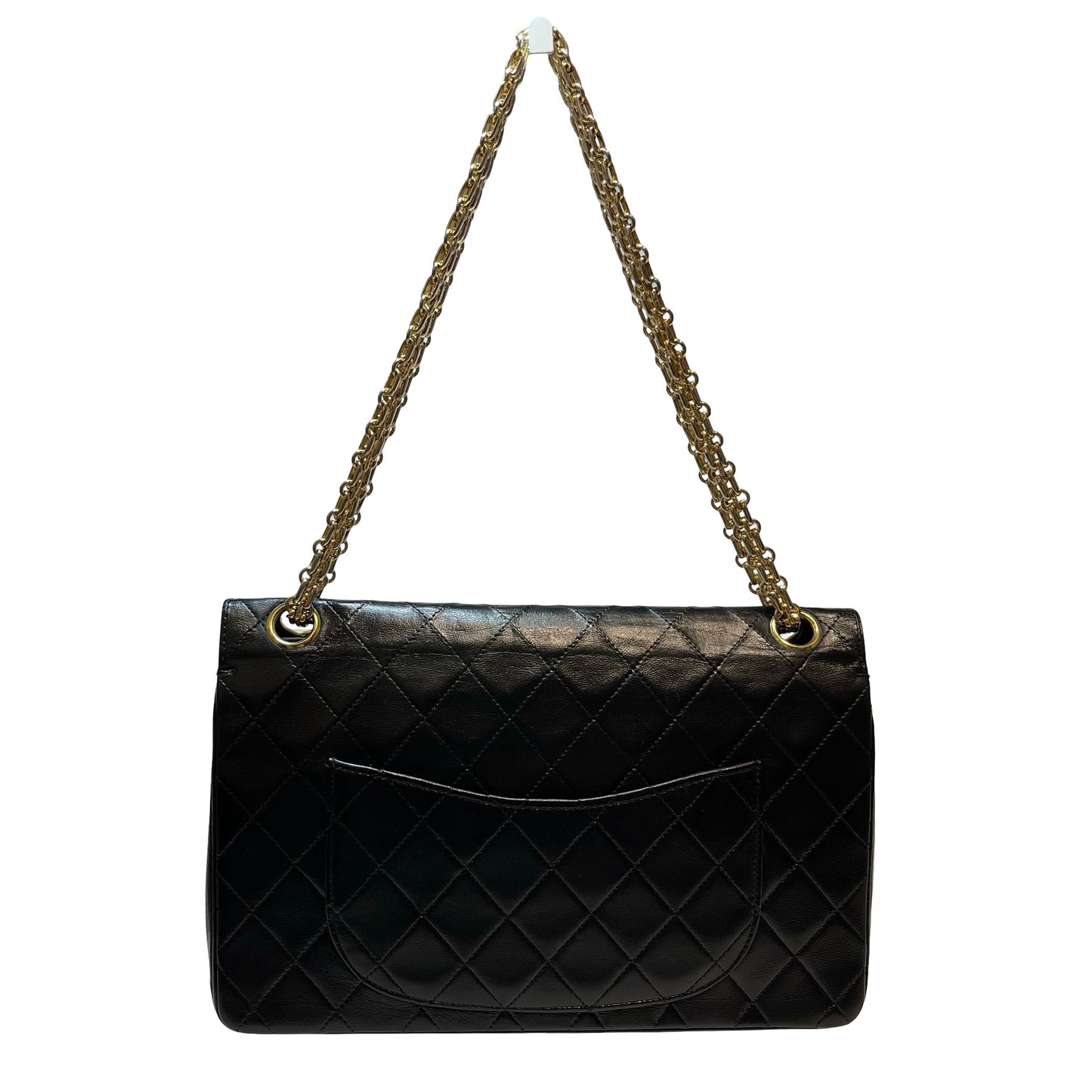 Used CHANEL Lambskin Leather Vintage Chain Bag Chain Shoulder Bag Black GHW