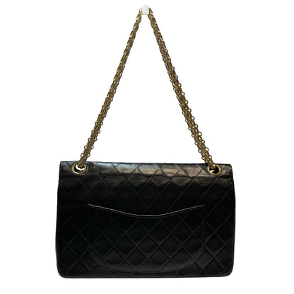 Used CHANEL Lambskin Leather Vintage Chain Bag Chain Shoulder Bag Black GHW