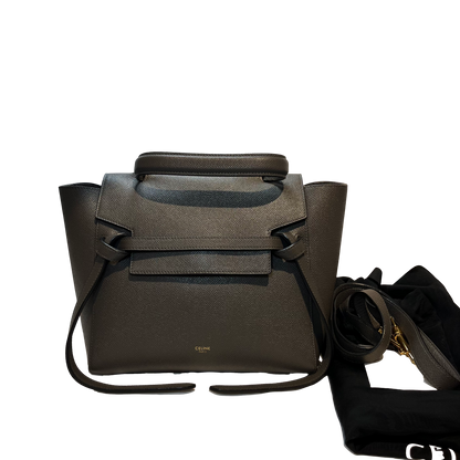 Unused CÉLINE Calfskin Leather Belt Belt Bag Grey GHW