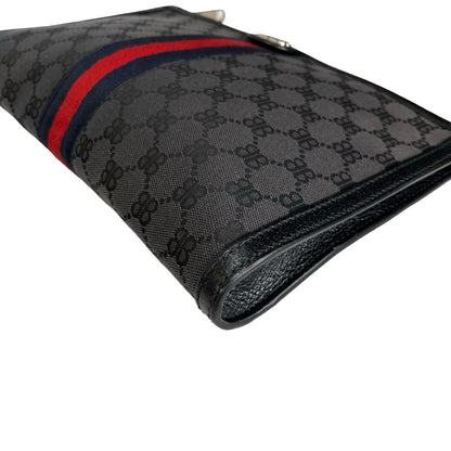 Used BALENCIAGA Canvas Web detail canvas pouch Pouch Black Red Blue