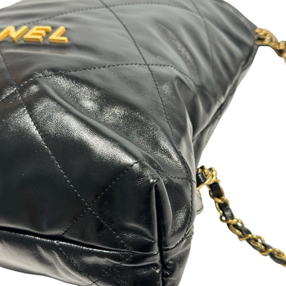 Used CHANEL Quilted Calfskin 22 Backpack Backpack Black Gold