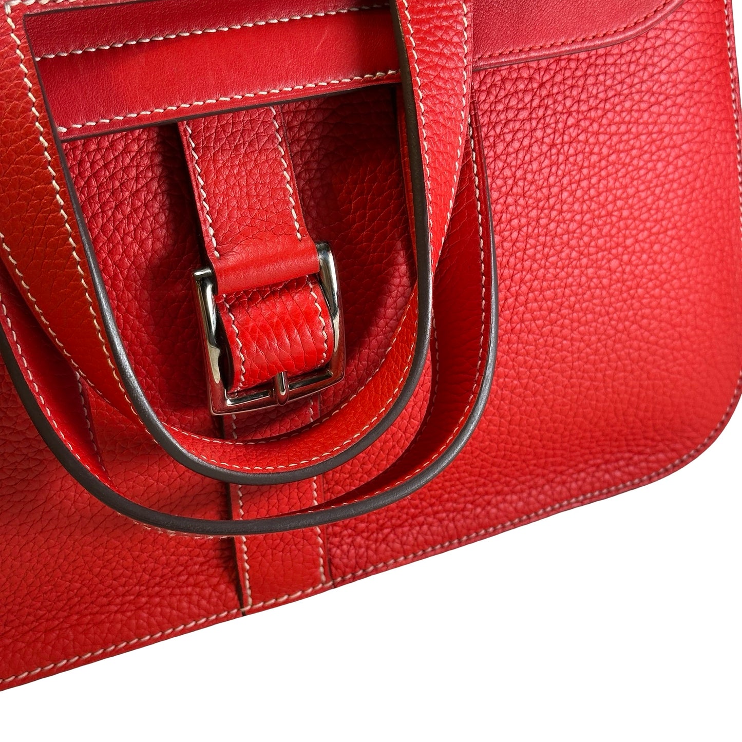 Used HERMES Clemence Halzan Shoulder Bag Red