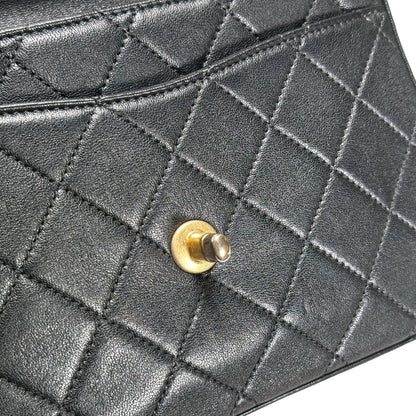 Used CHANEL Lambskin Chain Infinity Top Handle Bag Cross body bag Black GHW