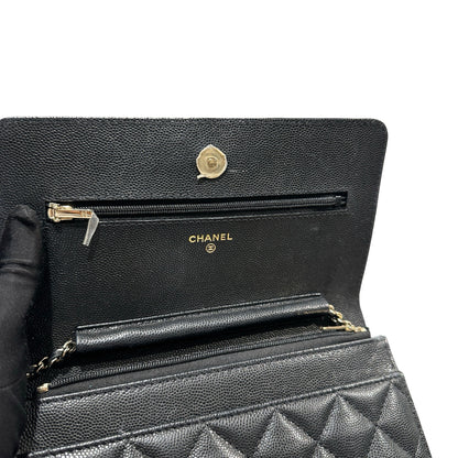 Used CHANEL Caviar Quilted WOC Wallet on chain Black GHW