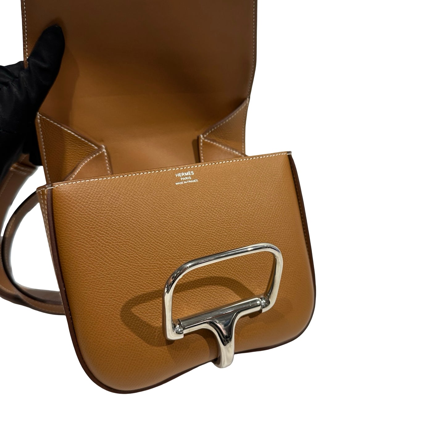 Used HERMES Epsom Della Cross body bag Gold Phw
