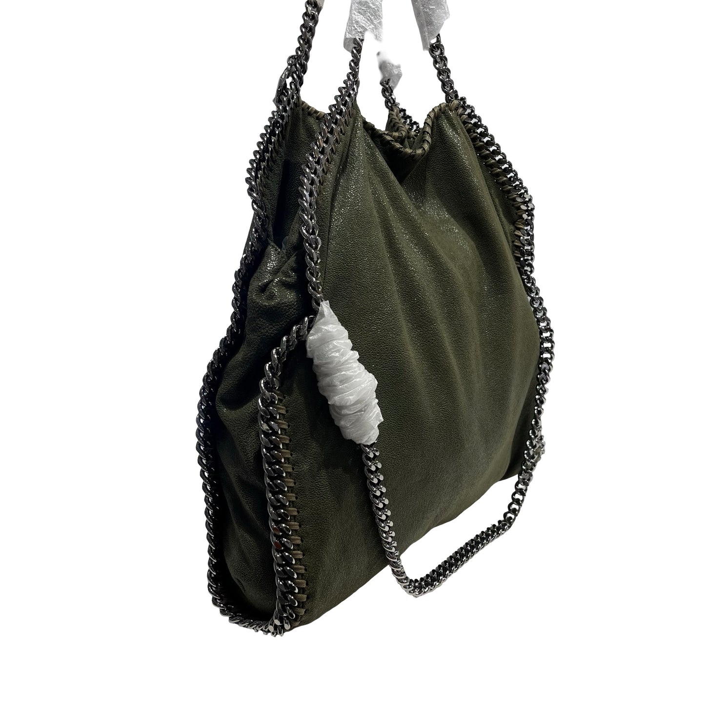 Used STELLA MCCARTNEY Solid Shaggy Deer Falabella Tote Bag Green Olive