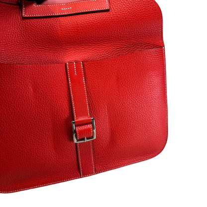 Used HERMES Clemence Halzan Shoulder Bag Red