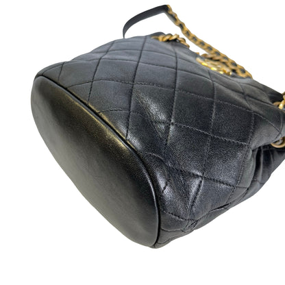 Used CHANEL Lambskin 23C Bucket Bag Black GHW