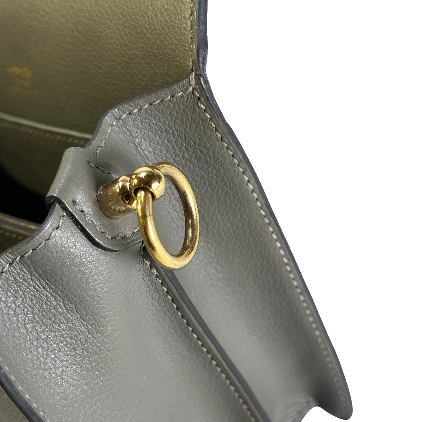 Used HERMES Leather Roulis Shoulder Bag Grey