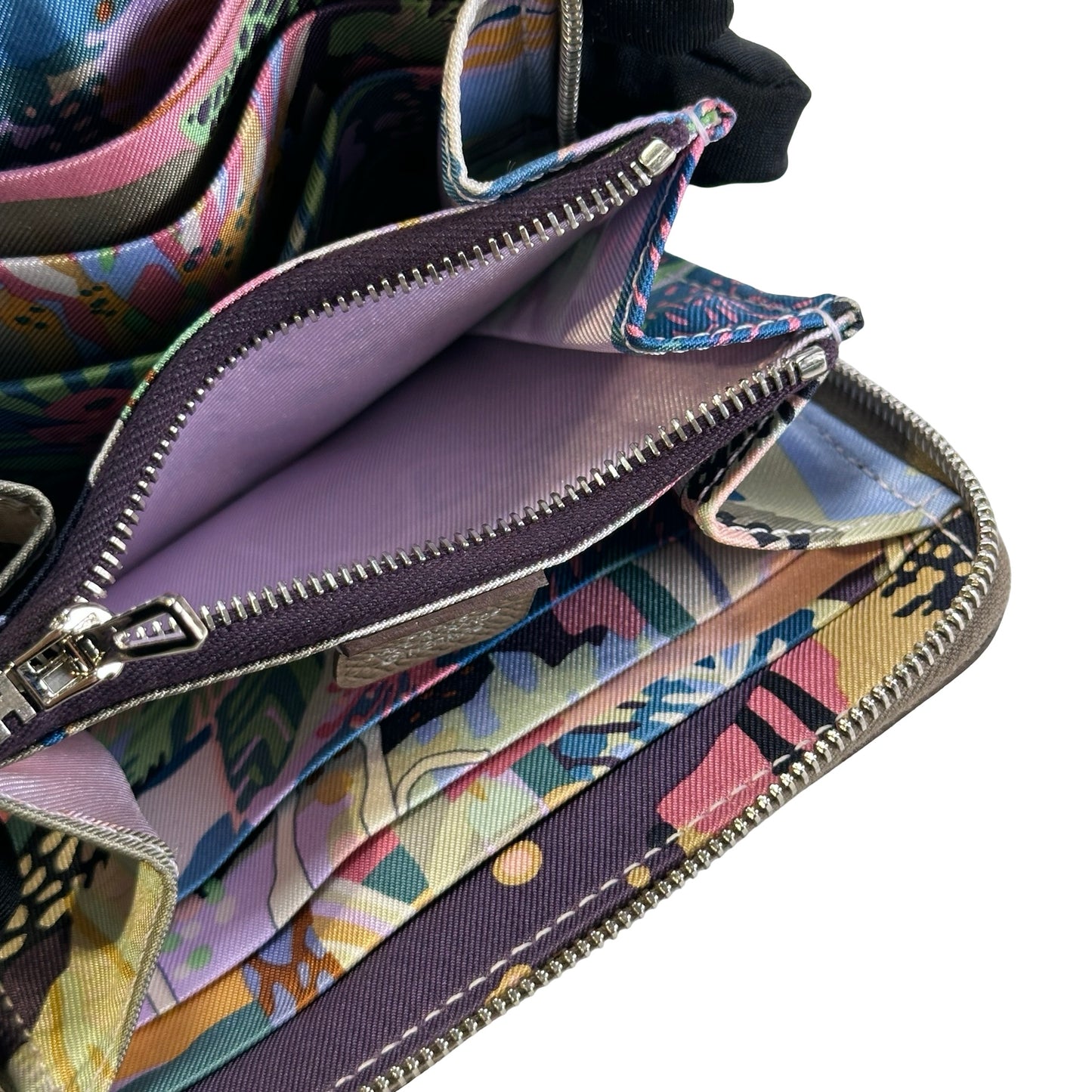 Brand New HERMES Epsom Silk Silk'In Compact Wallet Etoupe Multicolor