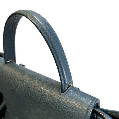 Used CELINE Grained Calfskin Nano Belt Bag Shoulder Bag Blue PHW