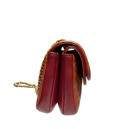 Used Chanel Classic Flap Shoulder Bag Orange GHW Red