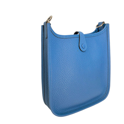 Used HERMES Leather Evelyne Shoulder Bag Blue