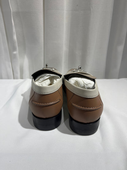 Used Hermès Shoes Beige Brown White PHW