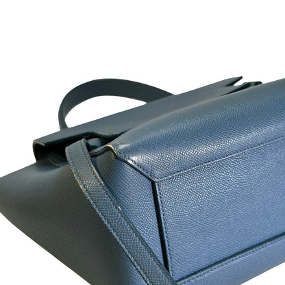 Used CELINE Grained Calfskin Nano Belt Bag Shoulder Bag Blue PHW