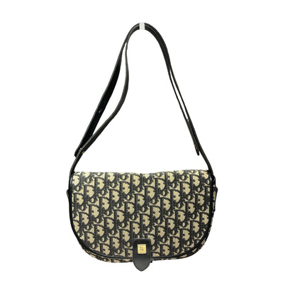 CHRISTIAN DIOR Shoulder Bag Beige Black GHW