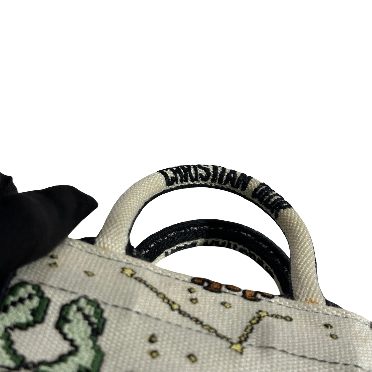 Used DIOR Dior Zodiac Embroidery Canvas Book Tote Mini Tote Bag White Multicolor GHW