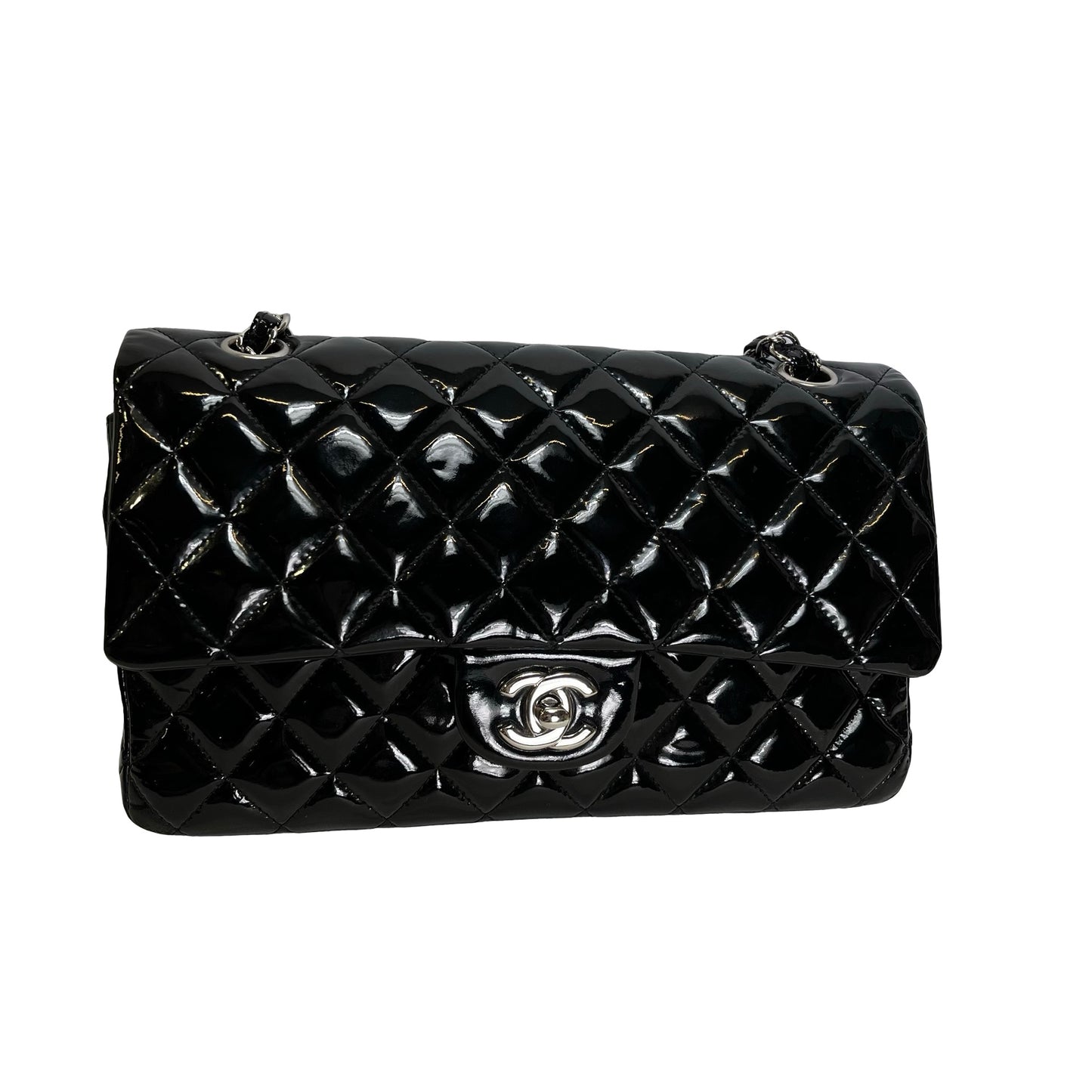 Used CHANEL Pantent CF 25 Cross body bag Black PHW