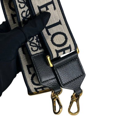 Used LOEWE Anagram Jacquard Luna Hobo Bag Navy Blue Black Beige